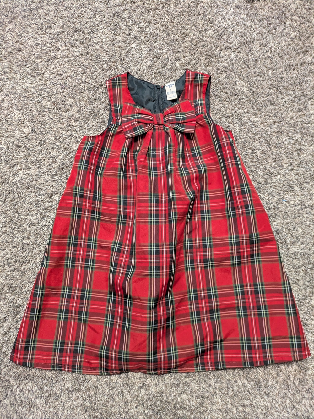 Red Plaid Bow-Front Holiday Dress